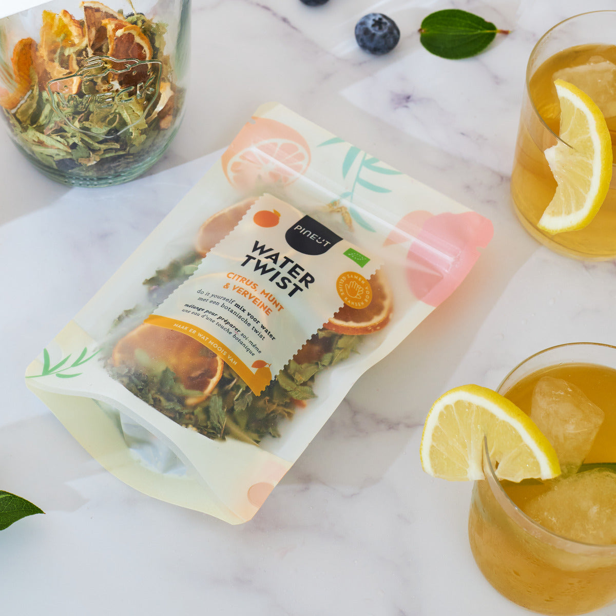 Watertwist Agrumes, Menthe & Verveine BIO | Recharge eau fruitée botanique | Sans sucre, 100 % naturel