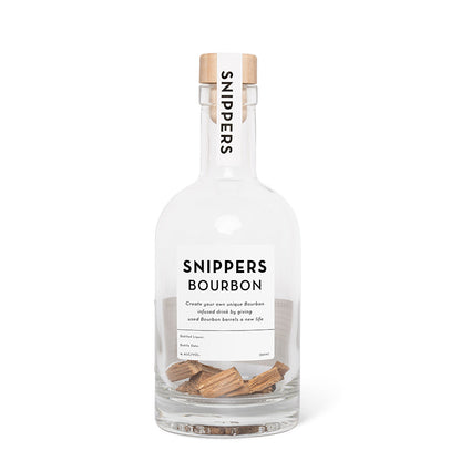 Coffret cadeau Bourbon Snippers | Bouteille 350 ml avec copeaux de fût américain | Infusion maison | Cadeau premium pour amateurs de bourbon