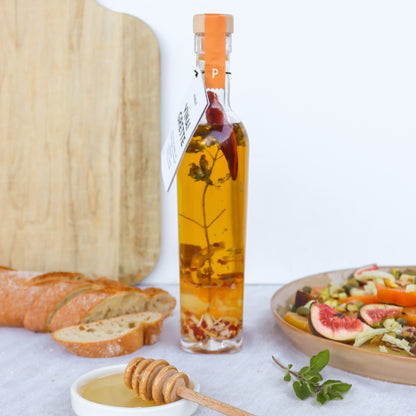 Préparation pour vinaigrette piment & orange | Bouteille cadeau | Recette maison relevée & ensoleillée