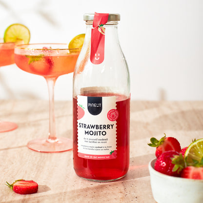 Préparation Strawberry Mojito BIO | Bouteille cocktail | Recette maison fruitée | Idée cadeau estivale