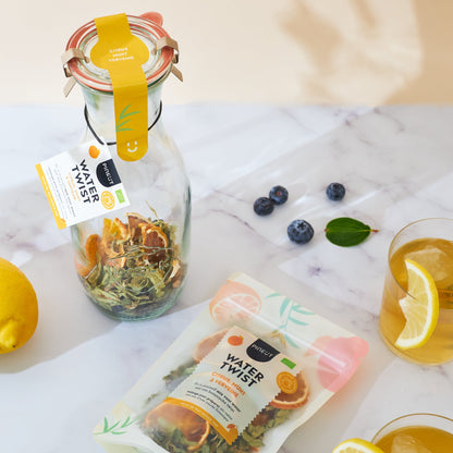 Watertwist Agrumes, Menthe & Verveine BIO | Carafe Weck eau fruitée botanique | Sans sucre, 100 % naturel