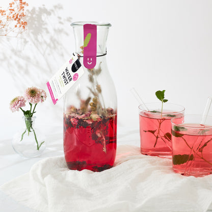 Watertwist Rose, Thé de montagne & Hibiscus BIO | Carafe Weck eau fruitée botanique | Sans sucre, 100 % naturel