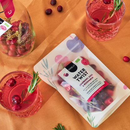 Watertwist Cranberry, Cerise & Romarin BIO | Recharge eau fruitée botanique | Sans sucre, 100 % naturel