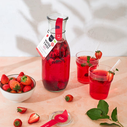 Watertwist Fraise & Hibiscus BIO | Carafe Weck eau fruitée botanique | Sans sucre, 100 % naturel | Boisson élégante & cadeau original