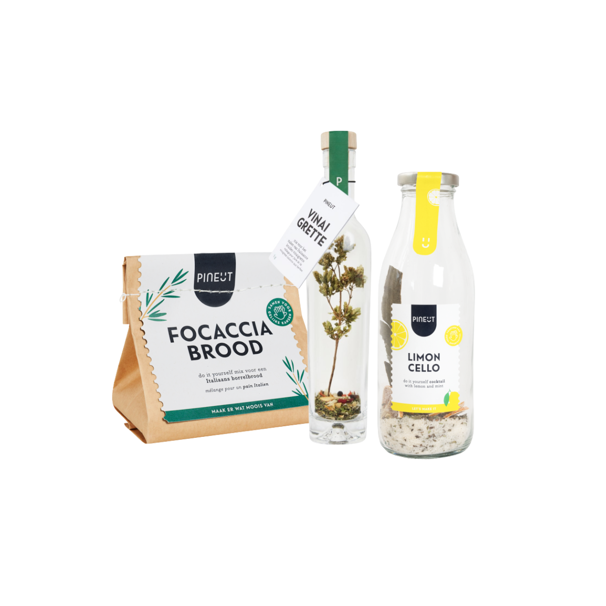 Coffret apéro italien | Focaccia maison, base pour limoncello & vinaigrette | Coffret cadeau Pineut