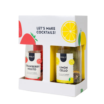 Coffret cadeau cocktails | base Mojito - Fraise & Limoncello | Préparation maison | Cadeau premium pour amateurs