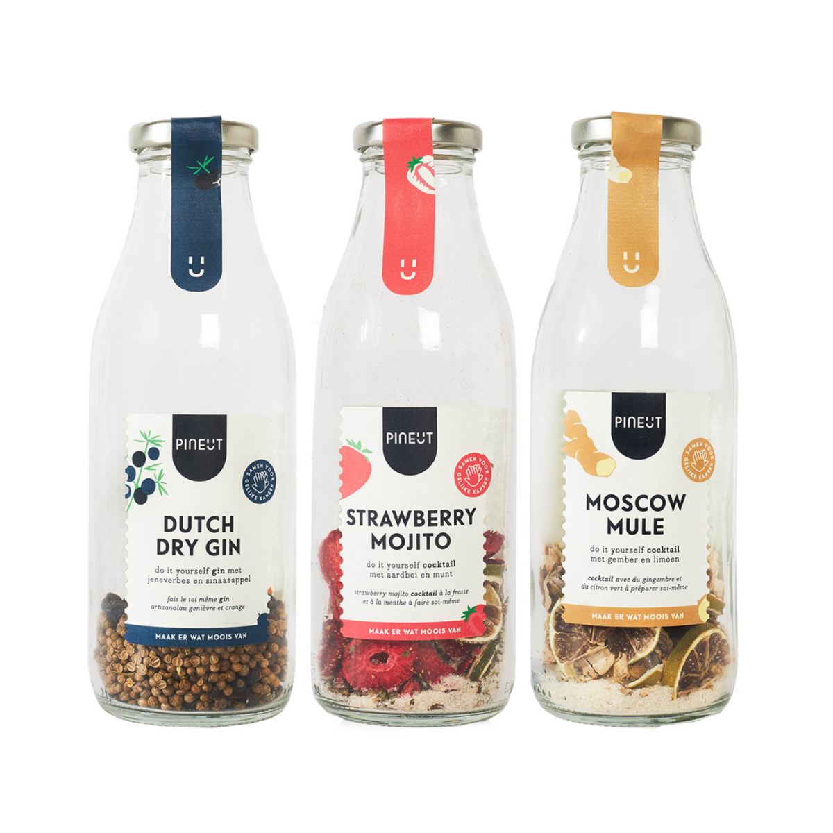 Coffret cocktails Pineut | Bases pour Gin Tonic, Mojito & Moscow Mule | Préparation sans alcool BIO