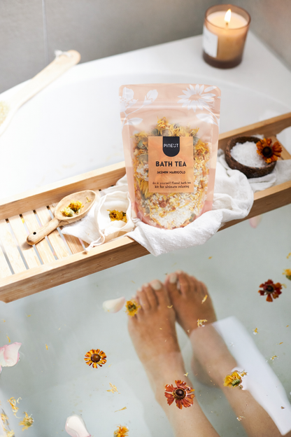 Badthee | pouchbag | Jasmijn & Marigold | Home Spa | Thuis Wellness | Doos met 10 stuks
