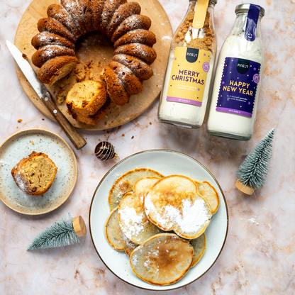 Préparation pour pancakes de Nouvel An | Bouteille cadeau | Petit-déjeuner festif & original