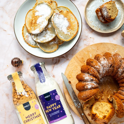 Préparation pour pancakes de Nouvel An | Bouteille cadeau | Petit-déjeuner festif & original
