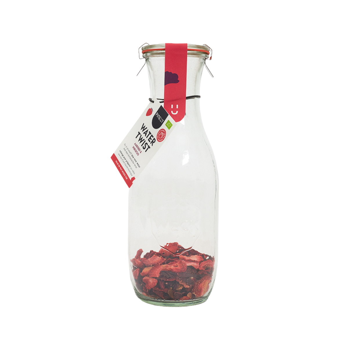 Watertwist Fraise & Hibiscus BIO | Carafe Weck eau fruitée botanique | Sans sucre, 100 % naturel | Boisson élégante & cadeau original