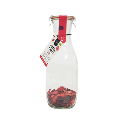 Watertwist Fraise & Hibiscus BIO | Carafe Weck eau fruitée botanique | Sans sucre, 100 % naturel | Boisson élégante & cadeau original