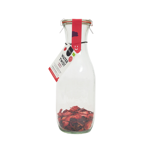 Watertwist Fraise & Hibiscus BIO | Carafe Weck eau fruitée botanique | Sans sucre, 100 % naturel | Boisson élégante & cadeau original