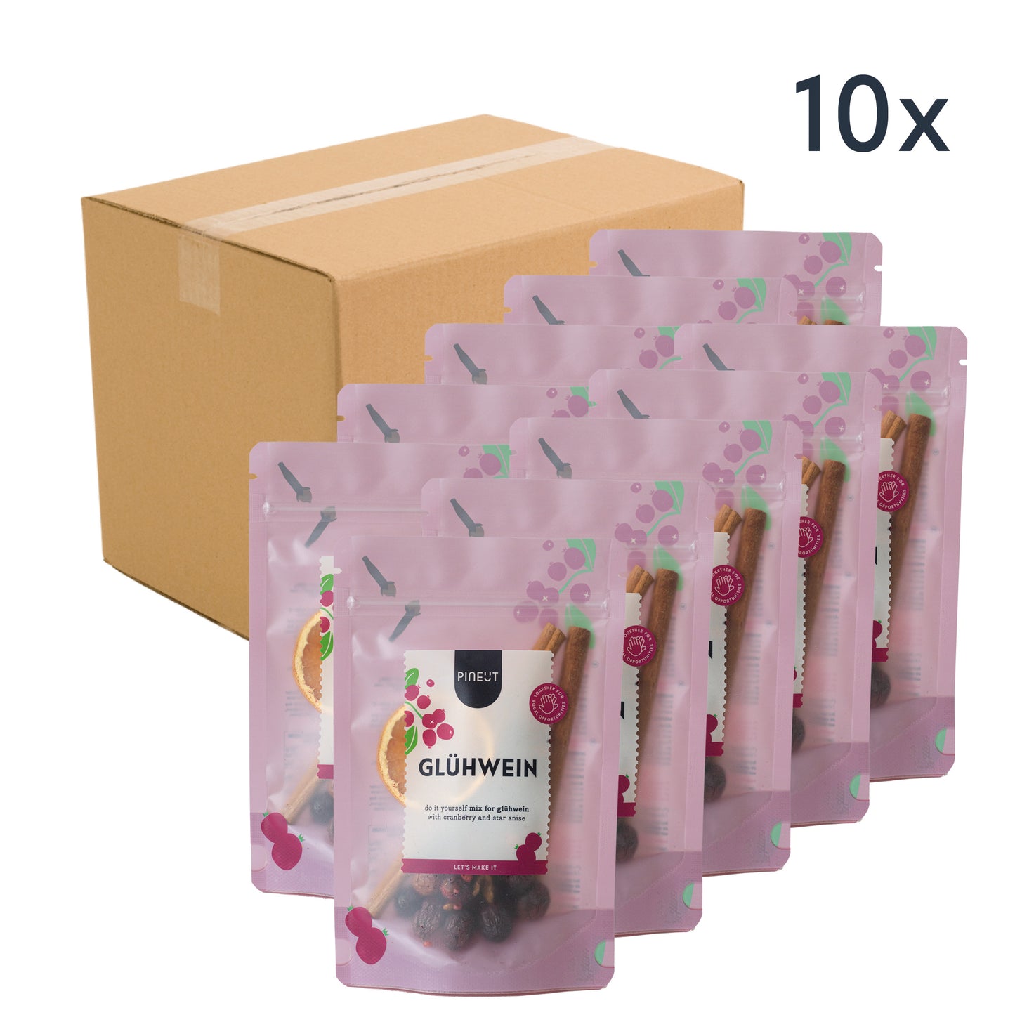 Glühwein | BIO | pouchbag | origineel winter cadeau | Doos met 10 stuks