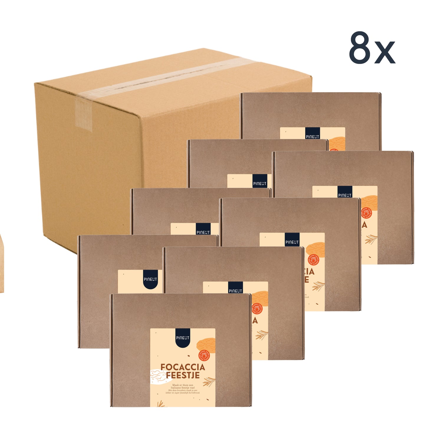 Borrelbrood focaccia feestje | brievenbus cadeau | Doos met 8 stuks