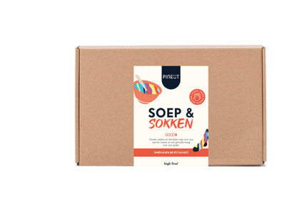 Coffret cadeau solidaire | Soep & Sokken | Mix soupe gourmande & chaussettes design