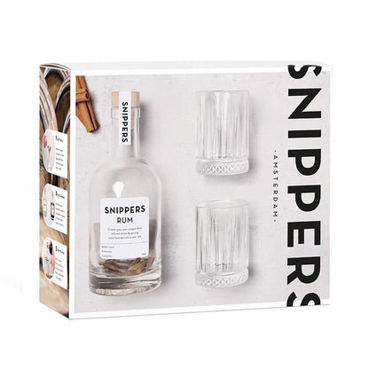 Coffret cadeau Rhum | 2 verres inclus | Bouteille 350 ml avec copeaux de fût caribéen | Expérience créative maison | Cadeau premium
