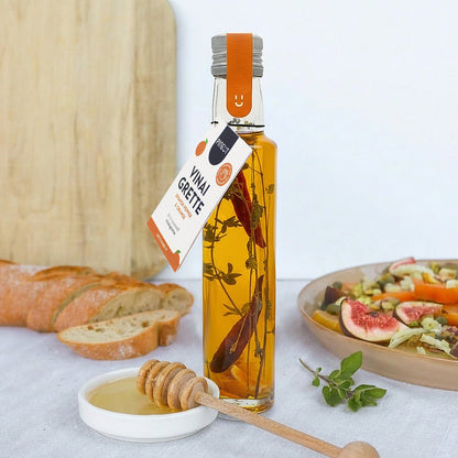 Préparation pour vinaigrette piment & orange | Bouteille cadeau | Recette maison relevée & ensoleillée